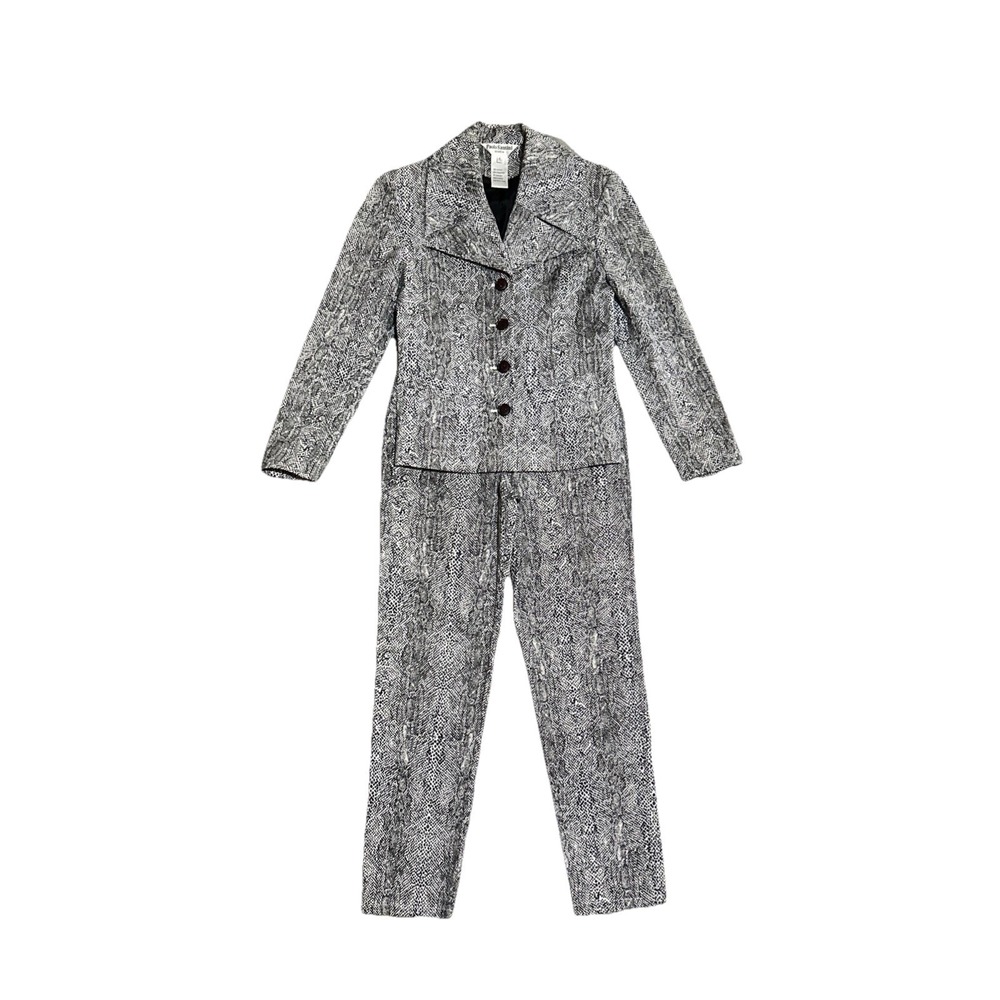 Paolo Santini Studio Snakeskin Print Suit Blazer Pants Womens Size 6 Stretch - Picture 2 of 15
